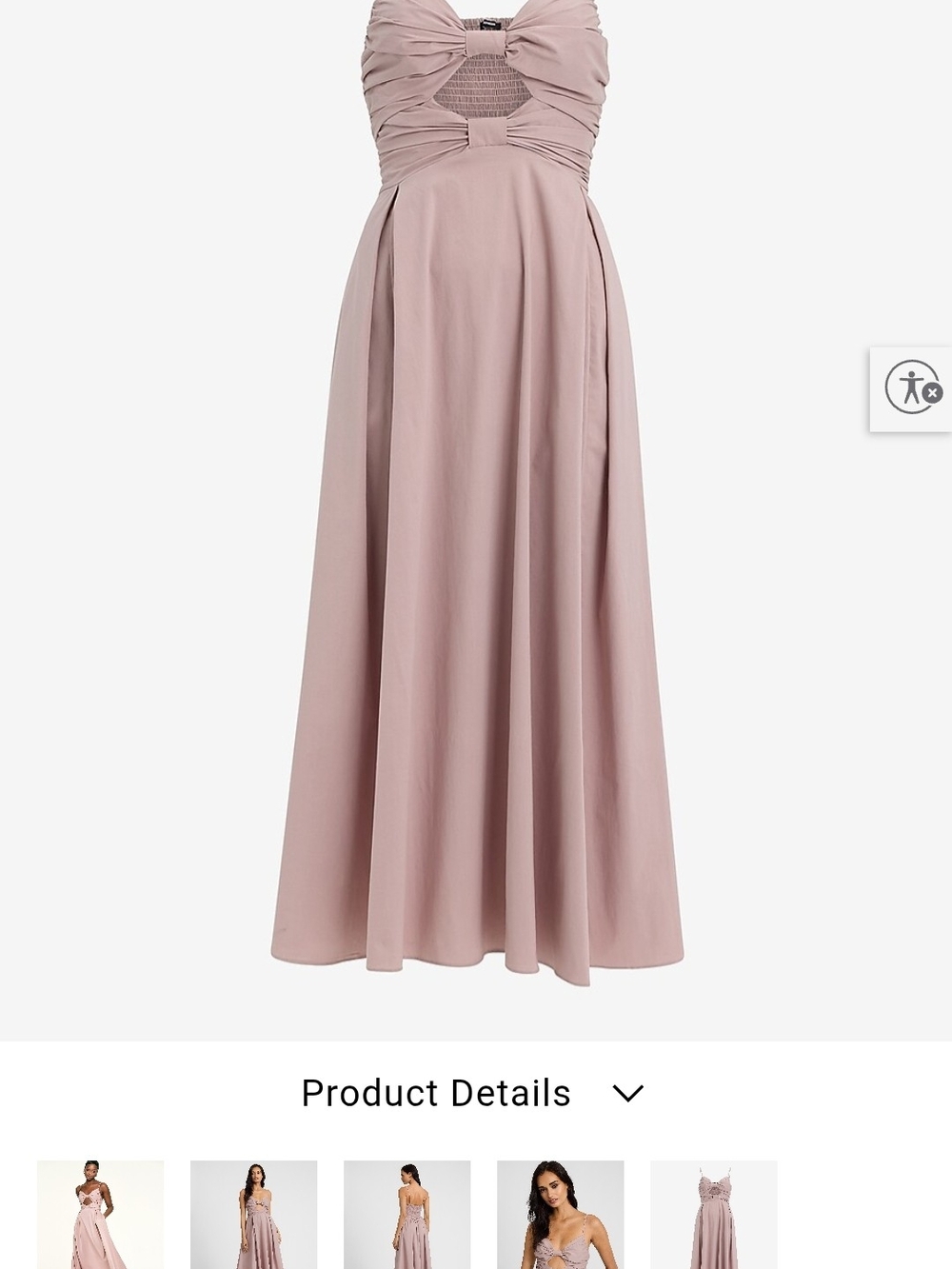 NWT Express Midi Blush Pink Sleeveless Bow Cut Out Midi Dress Spaghetti Strap - Picture 4 of 5